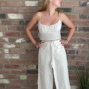 High Rise Street Style White Jeans